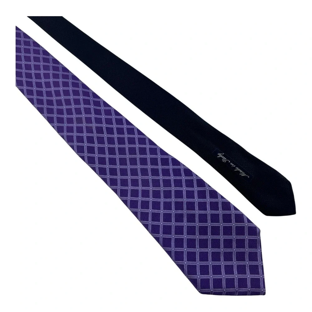 Napoli di Nordstrom Designer‎ Silk Neck Tie Purple Diamond Check